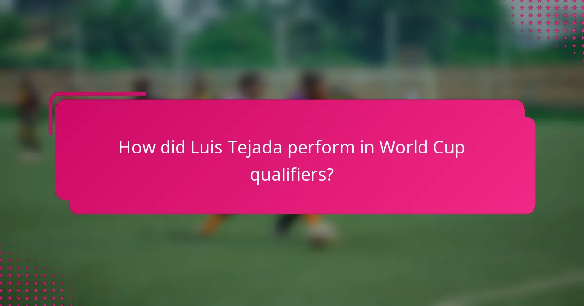 How did Luis Tejada perform in World Cup qualifiers?