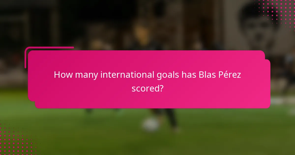 How many international goals has Blas Pérez scored?