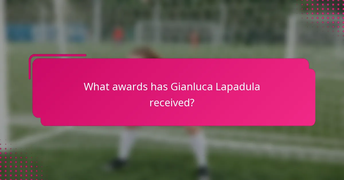 What awards has Gianluca Lapadula received?