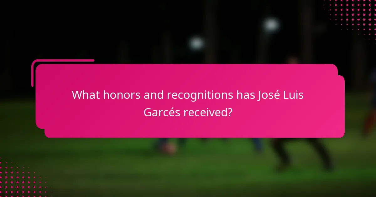 What honors and recognitions has José Luis Garcés received?